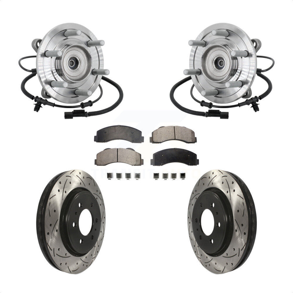 Front Hub Bearing Coat Drill Slot Brake Rotor Pad Kit For 2017 Ford F-150 Raptor with 4WD KBB-132911