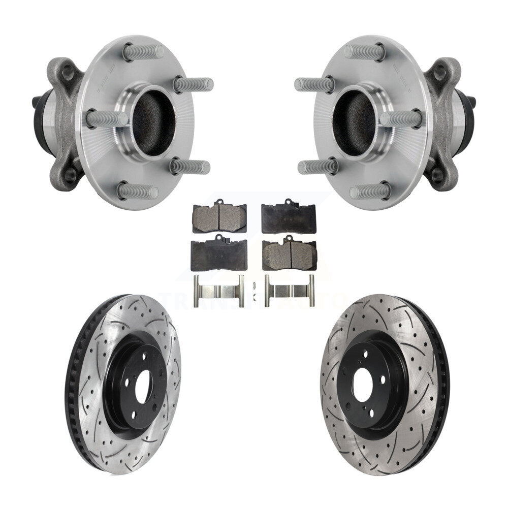 Front Hub Bearing Assembly Drilled Slot Brake Rotor Pads Kit For Lexus IS300 IS350 IS200t KBB-132914