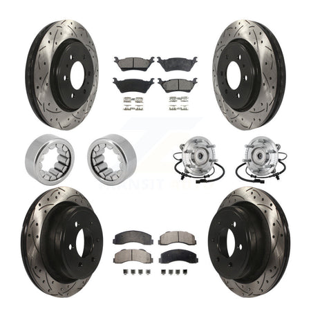 Front Rear Hub Bearings Coated Disc Brake Rotors And Pads Shoes Kit (10Pc) For Ford F-150 KBB-132917