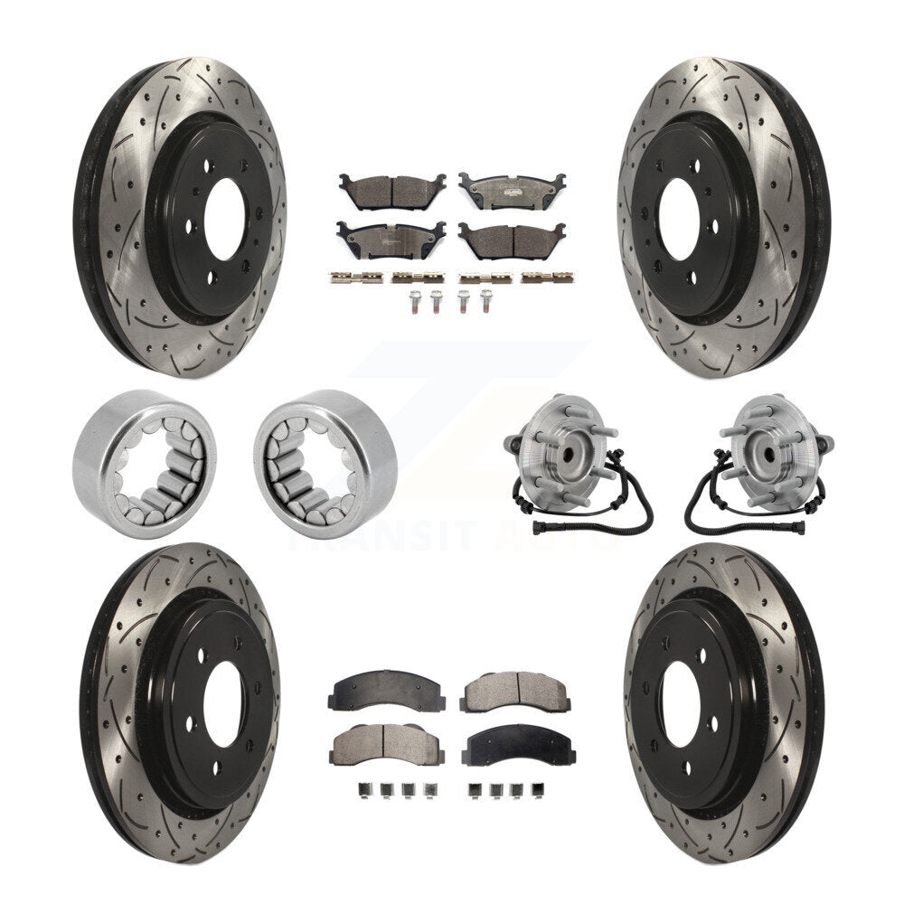 Front Rear Hub Bearing Coat Brake Rotor Pads Shoe Kit (10Pc) For 2015-2017 Ford F-150 RWD KBB-132918