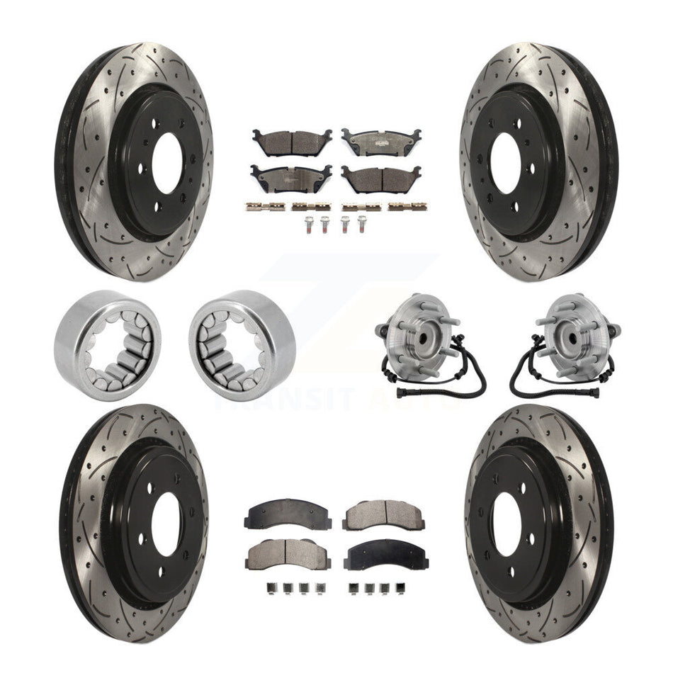 Front Rear Hub Bearing Coat Brake Rotor Pads Shoe Kit (10Pc) For 2015-2017 Ford F-150 RWD KBB-132918
