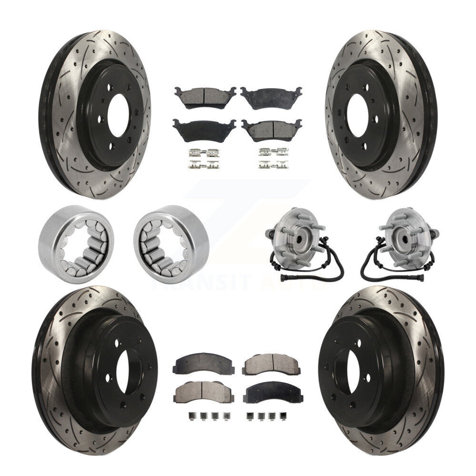 Front Rear Hub Bearing Coat Brake Rotor Pads Shoe Kit (10Pc) For 2015-2017 Ford F-150 RWD KBB-132919