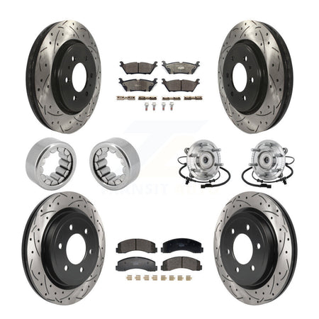 Front Rear Hub Bearing Coated Brake Rotor Pad Shoe Kit (10Pc) For 18-20 Ford F-150 Raptor KBB-132920