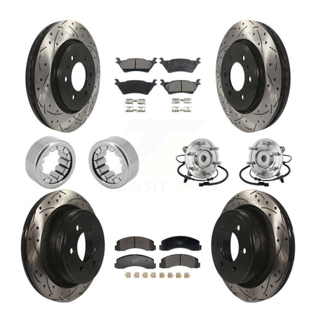 Front Rear Hub Bearing Coated Brake Rotor Pad Shoe Kit (10Pc) For 18-20 Ford F-150 Raptor KBB-132921