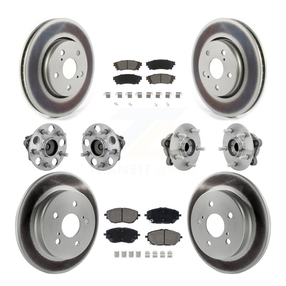 Front Rear Hub Bearing Coated Disc Brake Rotor And Ceramic Pad Kit (10Pc) For Toyota C-HR KBB-132938