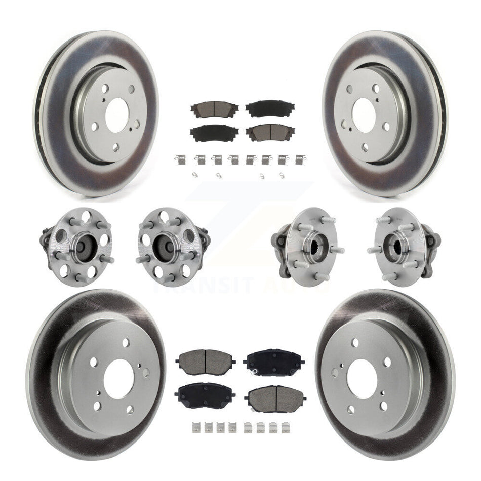 Front Rear Hub Bearing Coated Disc Brake Rotor And Ceramic Pad Kit (10Pc) For Toyota C-HR KBB-132938