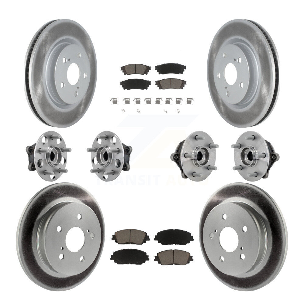 Front Rear Hub Bearing Coated Disc Brake Rotors And Pads Kit (10Pc) For Toyota RAV4 Venza KBB-132943