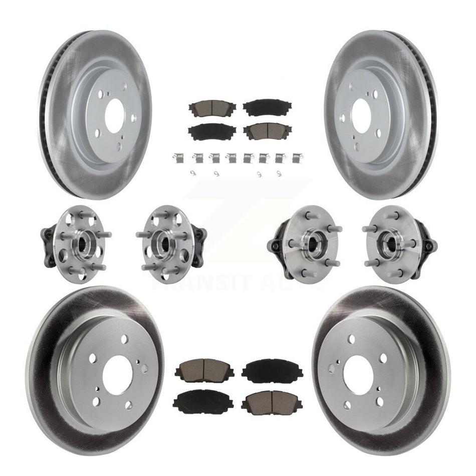 Front Rear Hub Bearing Coated Disc Brake Rotors And Pads Kit (10Pc) For Toyota RAV4 Venza KBB-132943