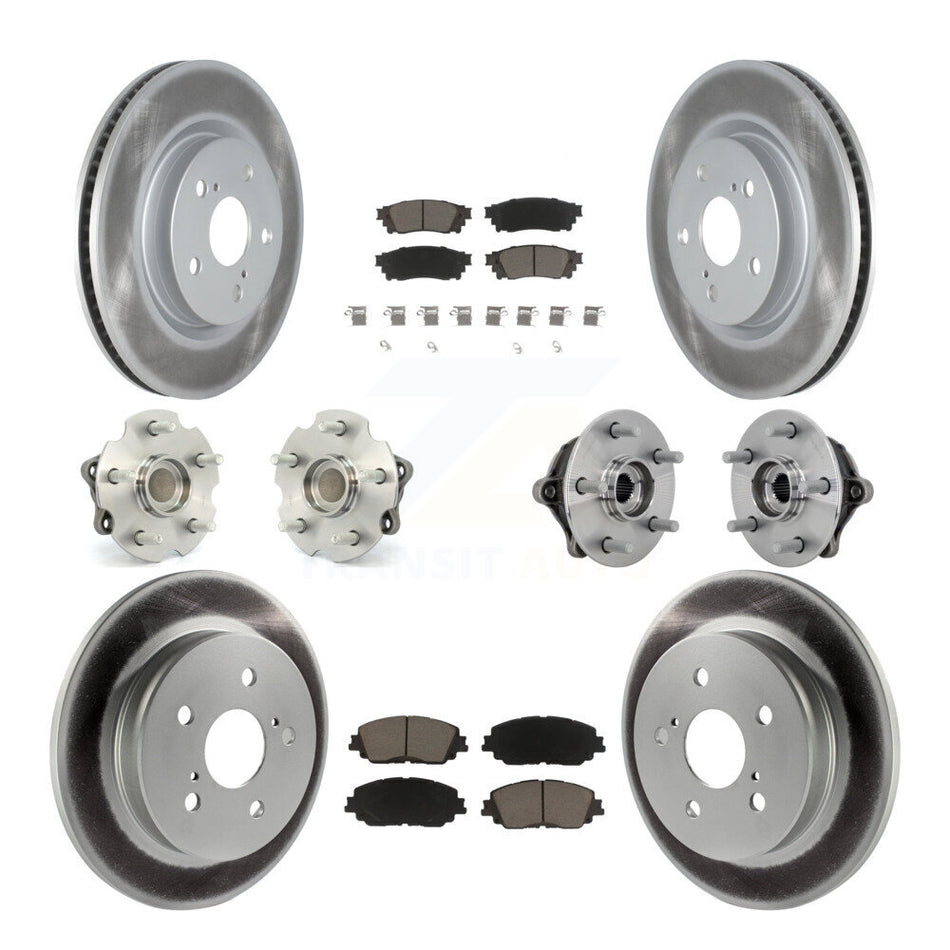 Front Rear Hub Bearing Coated Disc Brake Rotor And Ceramic Pad Kit (10Pc) For Toyota RAV4 KBB-132946