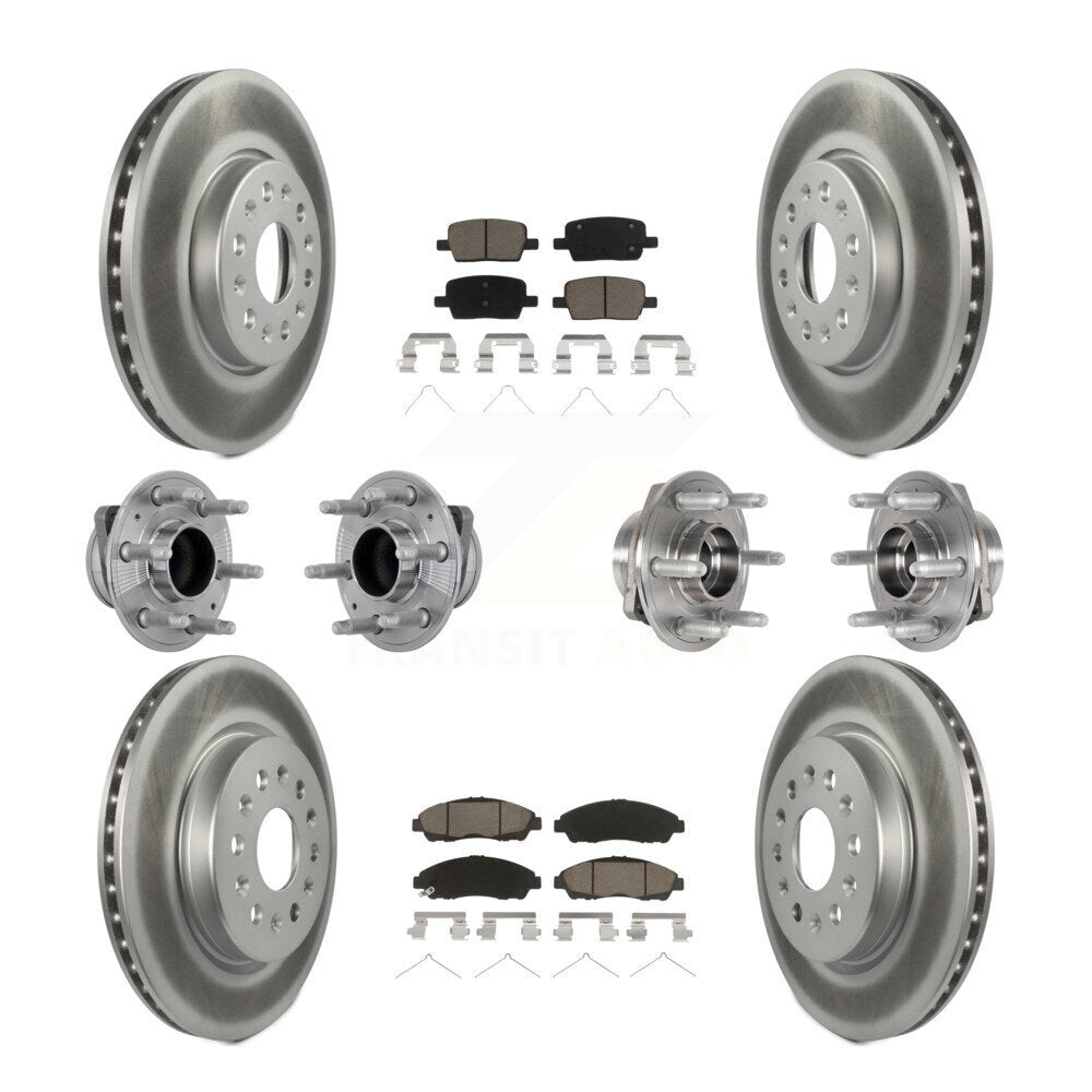 Front Rear Hub Bearing Coat Brake Rotor Pads Kit (10Pc) For Chevrolet Traverse GMC Acadia KBB-132953