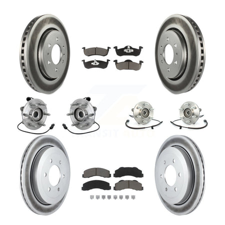Front Rear Hub Bearing Coated Brake Rotor Pads Kit (10Pc) For Ford Expedition Lincoln 4WD KBB-132955