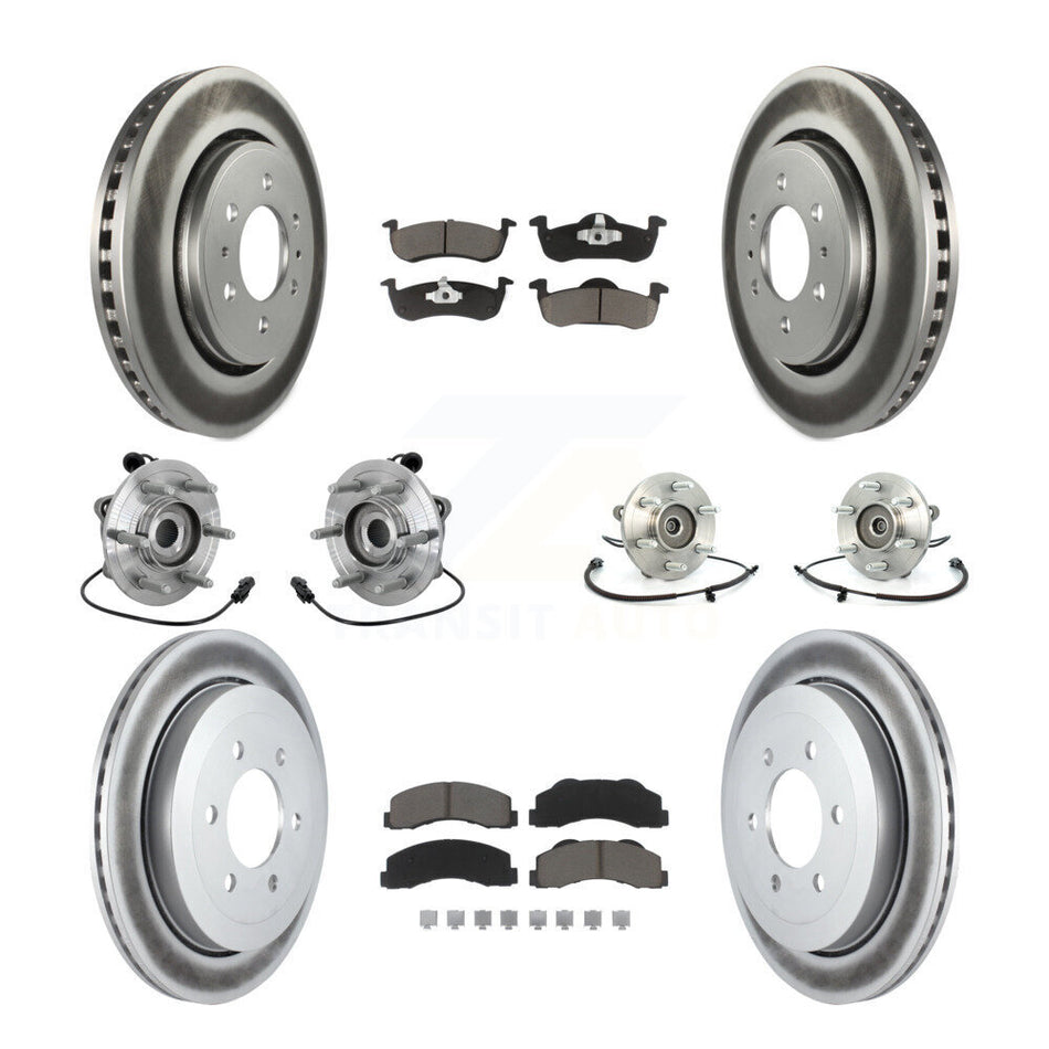 Front Rear Hub Bearing Coated Brake Rotor Pads Kit (10Pc) For Ford Expedition Lincoln 4WD KBB-132955