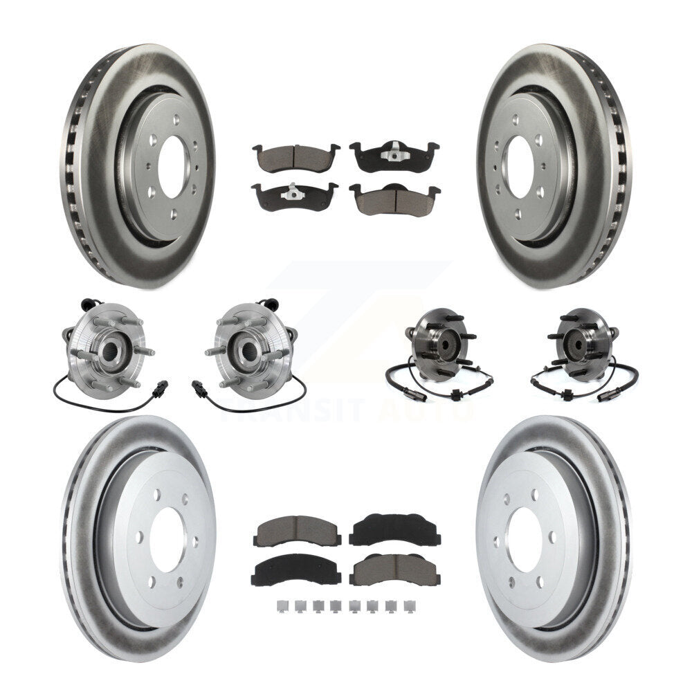 Front Rear Hub Bearing Coated Brake Rotor Pads Kit (10Pc) For Ford Expedition Lincoln RWD KBB-132956