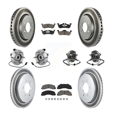 Front Rear Hub Bearing Coated Brake Rotor Pads Kit (10Pc) For Ford Expedition Lincoln RWD KBB-132956