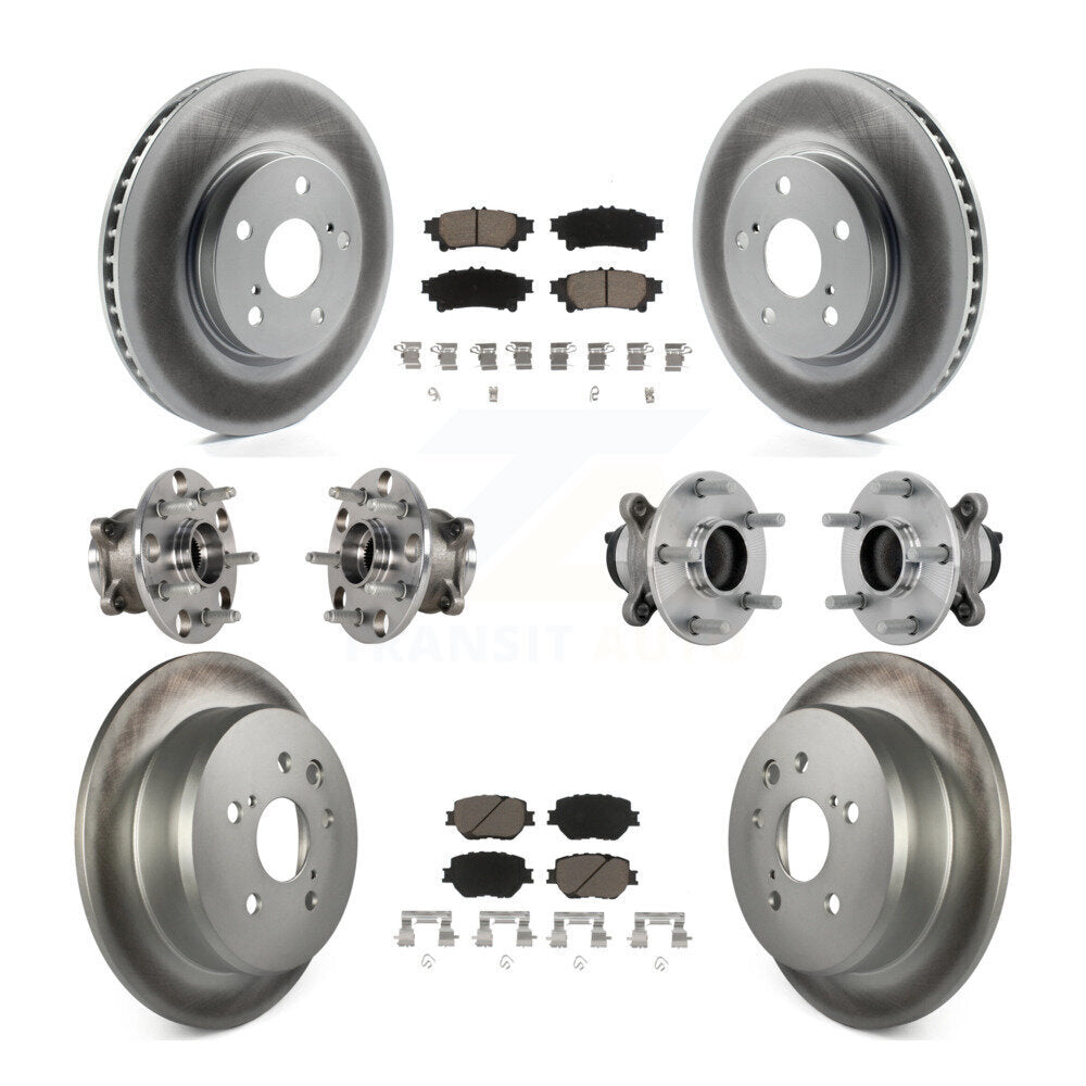 Front Rear Hub Bearing Coat Brake Rotor Pad Kit (10Pc) For 2014 Lexus IS250 Base with RWD KBB-132962