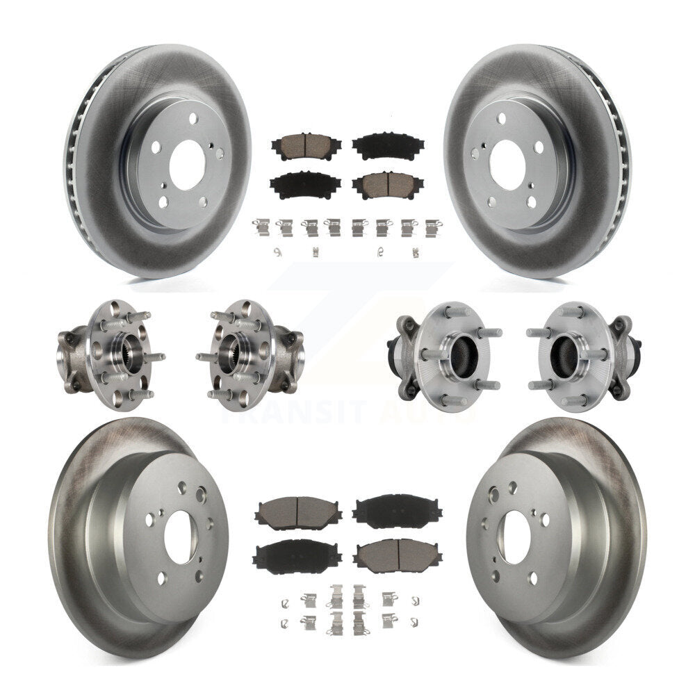 Front Rear Hub Bearing Coated Brake Rotor & Pads Kit (10Pc) For Lexus IS250 Base with RWD KBB-132963