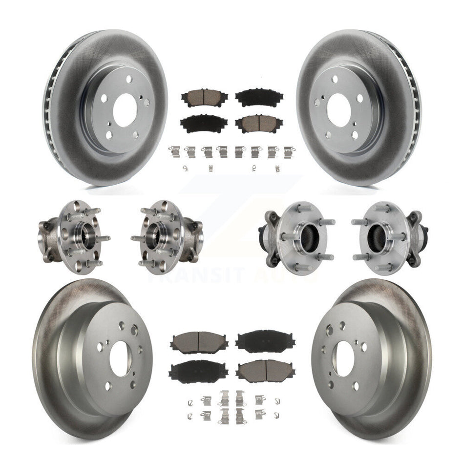 Front Rear Hub Bearing Coated Brake Rotor & Pads Kit (10Pc) For Lexus IS250 Base with RWD KBB-132963
