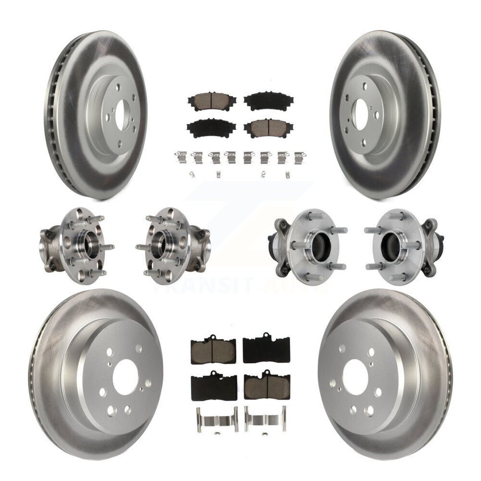 Front Rear Hub Bearing Coated Brake Rotor And Pad Kit (10Pc) For Lexus IS300 IS350 IS200t KBB-132966
