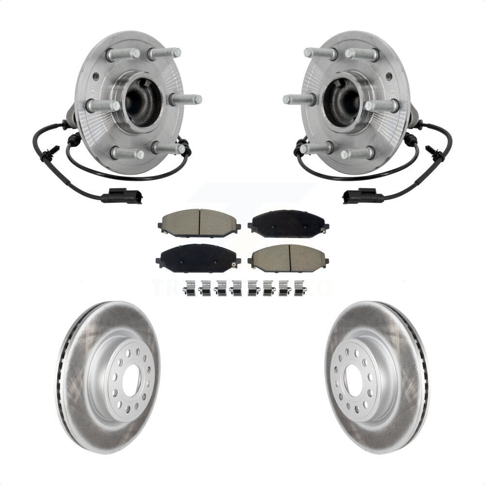Front Hub Bearing Coated Disc Brake Rotor Pad Kit For Ram 1500 Without 22" Factory Wheels KBB-132974