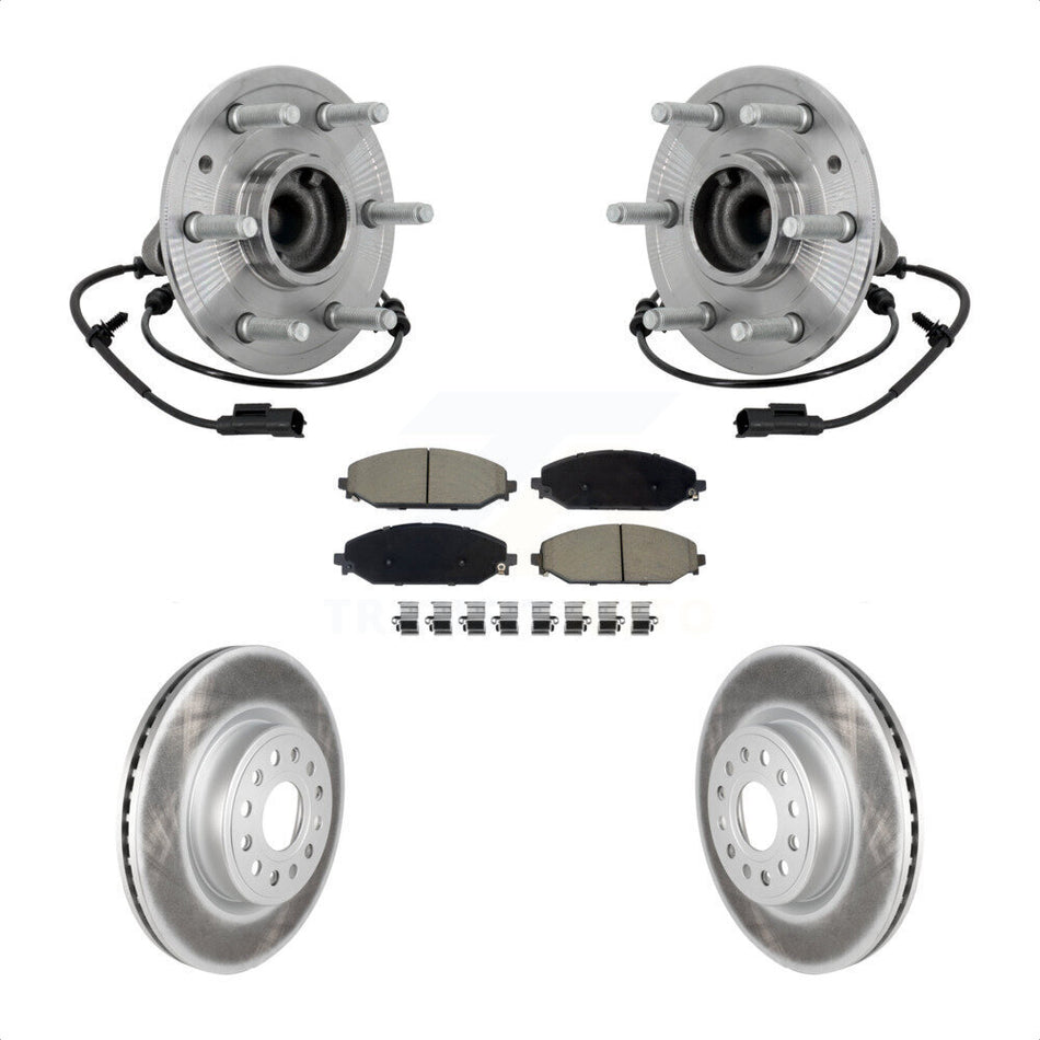 Front Hub Bearing Coated Disc Brake Rotor Pad Kit For Ram 1500 Without 22" Factory Wheels KBB-132974