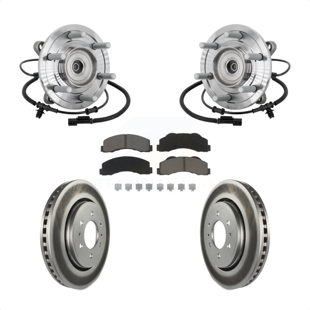 Front Hub Bearing Assembly Coated Brake Rotor Pad Kit For 2017 Ford F-150 Raptor with 4WD KBB-132976
