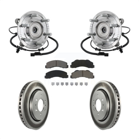 Front Hub Bearing Assembly Coated Brake Rotor Pad Kit For 2017 Ford F-150 Raptor with 4WD KBB-132976