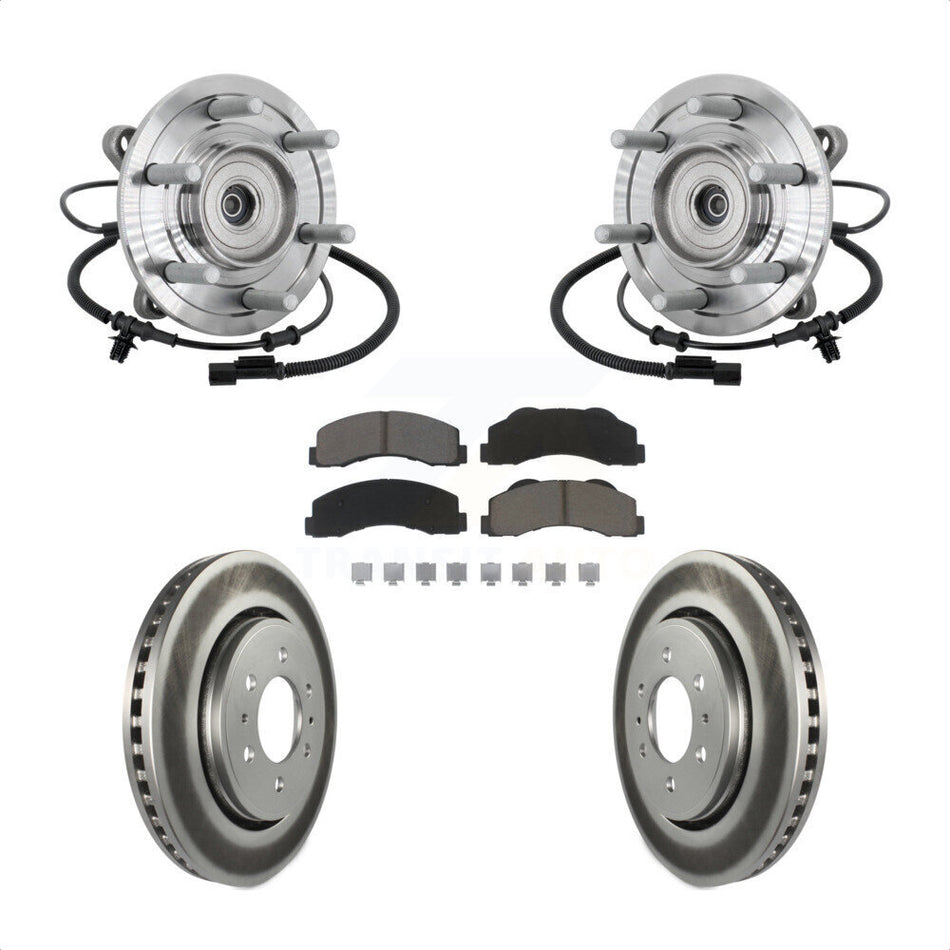 Front Hub Bearing Assembly Coated Brake Rotor Pad Kit For 2017 Ford F-150 Raptor with 4WD KBB-132976