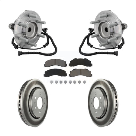 Front Hub Bearing Assembly Coated Disc Brake Rotor & Pad Kit For 2015-2017 Ford F-150 RWD KBB-132977