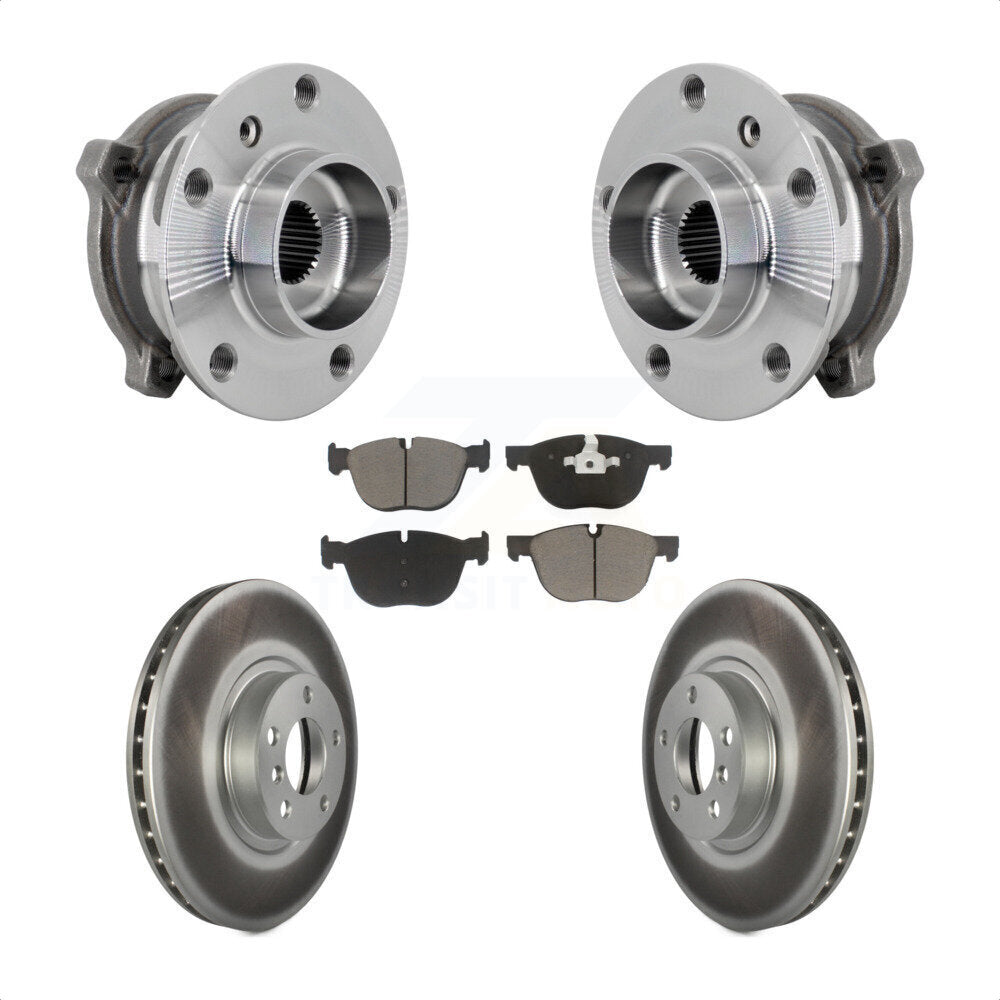 Front Hub Bearing Assembly Coated Brake Rotor And Pad Kit For BMW X5 X6 M12 x 1.25 Thread KBB-132980
