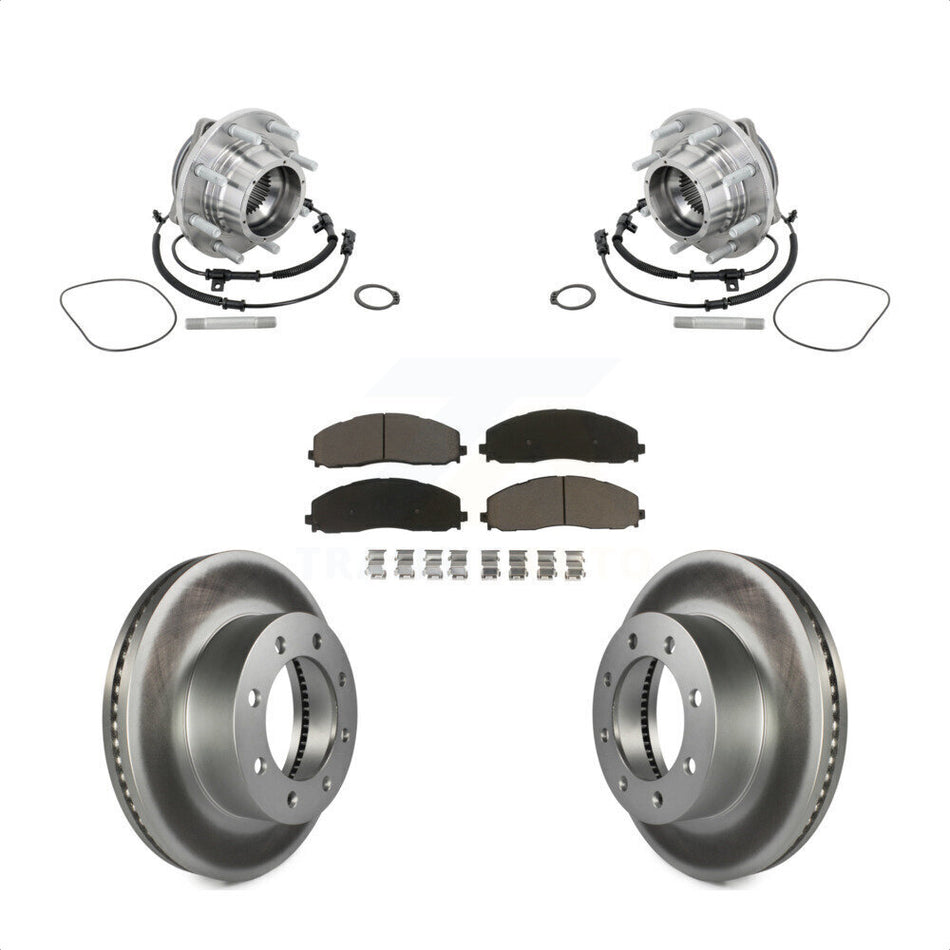 Front Hub Bearing Coated Brake Rotor Pads Kit For Ford F-450 Super Duty With 8 Lug Wheels KBB-132984