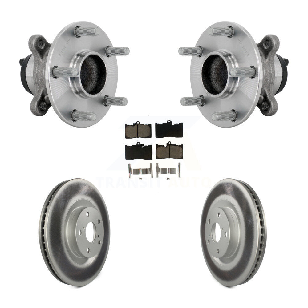Front Hub Bearing Assembly Coated Disc Brake Rotor & Pad Kit For Lexus IS300 IS350 IS200t KBB-133002