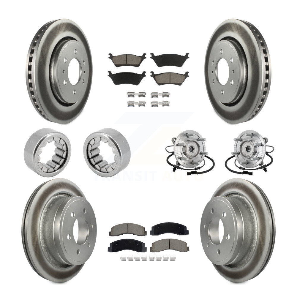 Front Rear Hub Bearing Coated Brake Rotor Pad Shoe Kit (10Pc) For 18-20 Ford F-150 Raptor KBB-133004