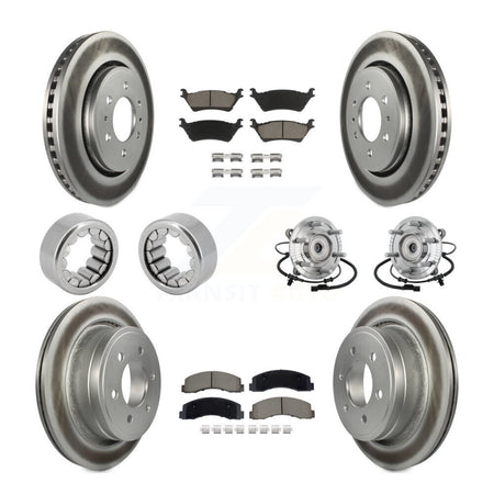 Front Rear Hub Bearing Coated Brake Rotor Pad Shoe Kit (10Pc) For 18-20 Ford F-150 Raptor KBB-133004