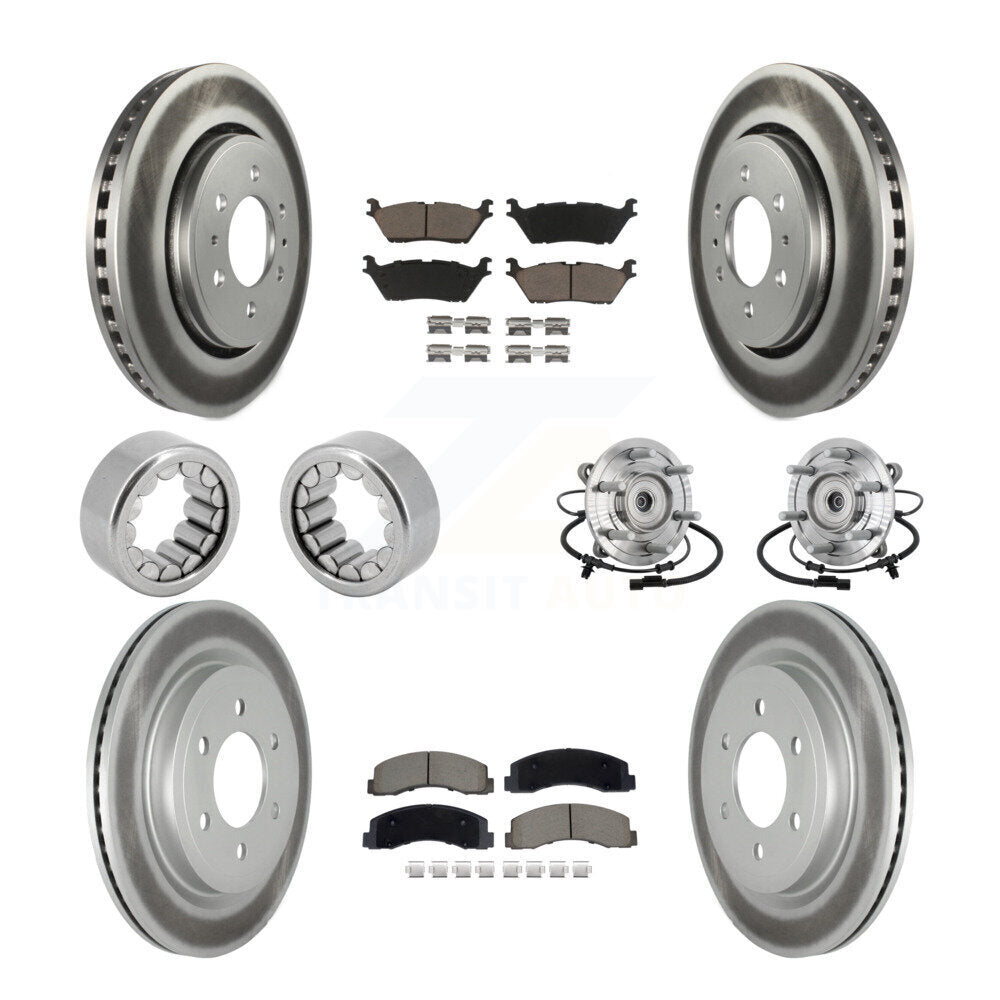 Front Rear Hub Bearing Coated Brake Rotor Pad Shoe Kit (10Pc) For 18-20 Ford F-150 Raptor KBB-133005