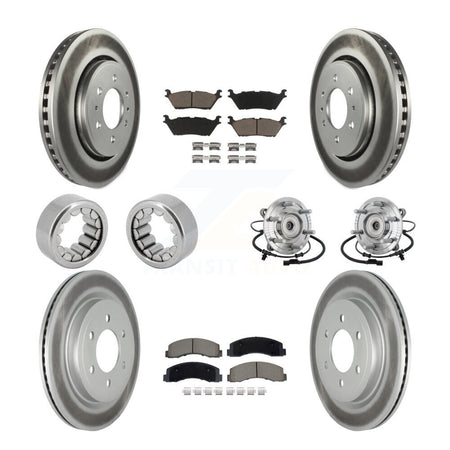 Front Rear Hub Bearing Coated Brake Rotor Pad Shoe Kit (10Pc) For 18-20 Ford F-150 Raptor KBB-133005