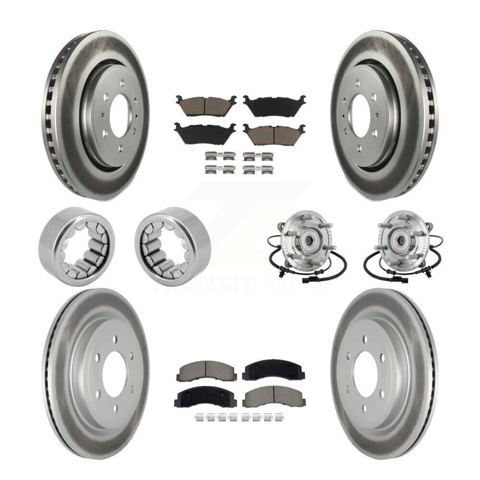 Front Rear Hub Bearing Coated Brake Rotor Pad Shoe Kit (10Pc) For 18-20 Ford F-150 Raptor KBB-133005