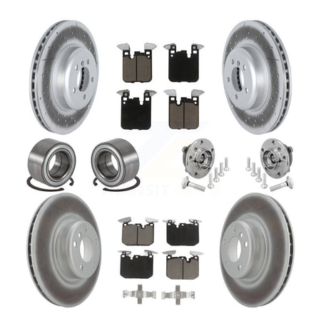 Front Rear Hub Bearing Coated Disc Brake Rotor & Pad Shoe Kit (10Pc) For BMW M240i xDrive KBB-133015