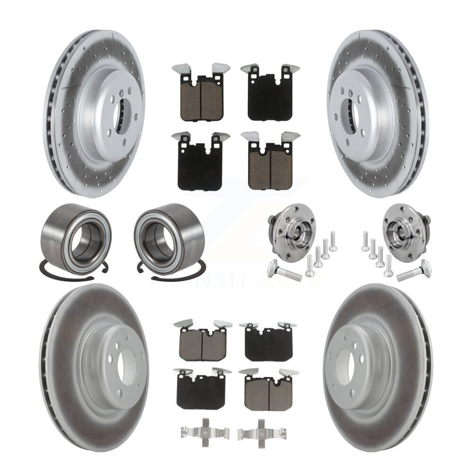 Front Rear Hub Bearing Coated Disc Brake Rotor & Pad Shoe Kit (10Pc) For BMW M240i xDrive KBB-133015