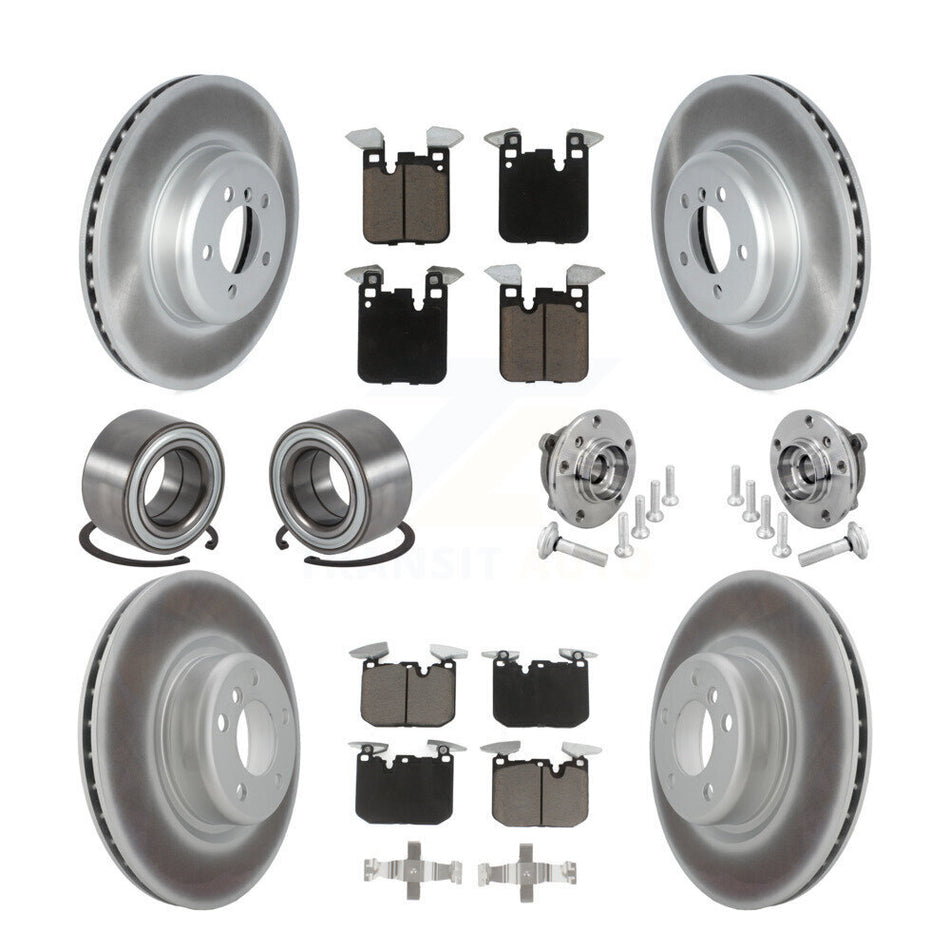 Front Rear Hub Bearing Coated Disc Brake Rotor & Pad Shoe Kit (10Pc) For BMW M240i xDrive KBB-133017
