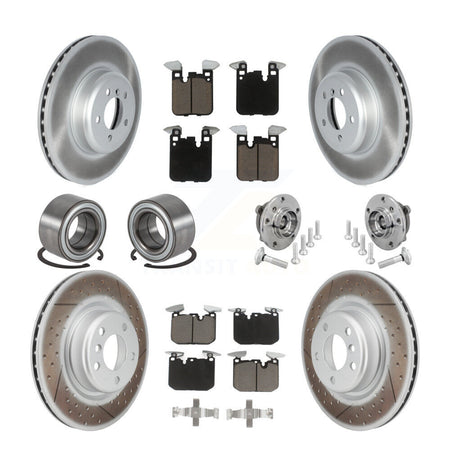 Front Rear Hub Bearing Coated Disc Brake Rotor & Pad Shoe Kit (10Pc) For BMW M240i xDrive KBB-133018