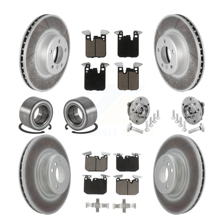 Front Rear Hub Bearing Coated Disc Brake Rotor & Pad Shoe Kit (10Pc) For BMW M240i xDrive KBB-133025