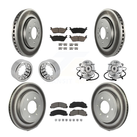 Front Rear Hub Bearings Coated Disc Brake Rotors And Pads Shoes Kit (10Pc) For Ford F-150 KBB-133035