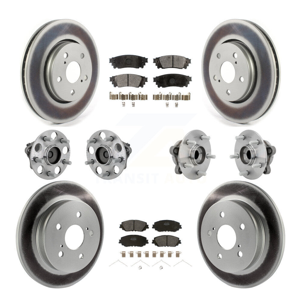 Front Rear Hub Bearings Coated Disc Brake Rotors And Pads Kit (10Pc) For Toyota C-HR KBB-133042