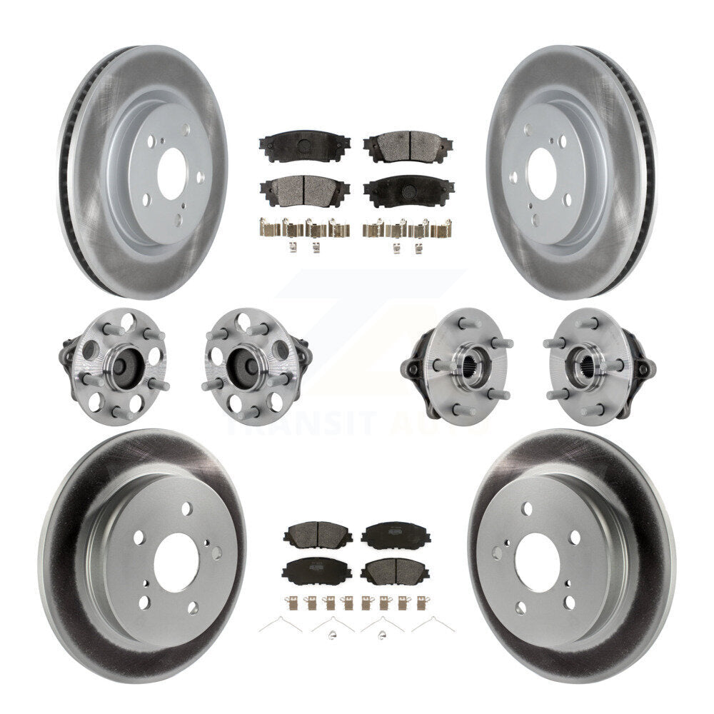 Front Rear Hub Bearings Coated Disc Brake Rotors And Pads Kit (10Pc) For Toyota RAV4 KBB-133043
