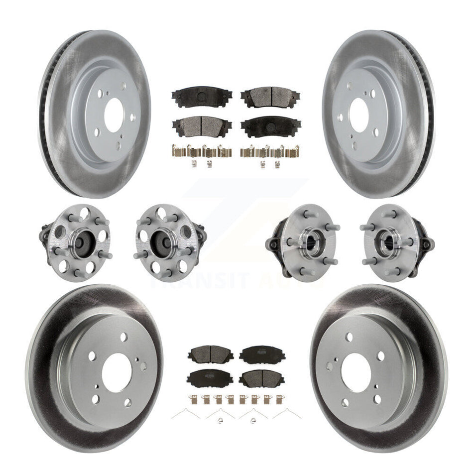 Front Rear Hub Bearings Coated Disc Brake Rotors And Pads Kit (10Pc) For Toyota RAV4 KBB-133043
