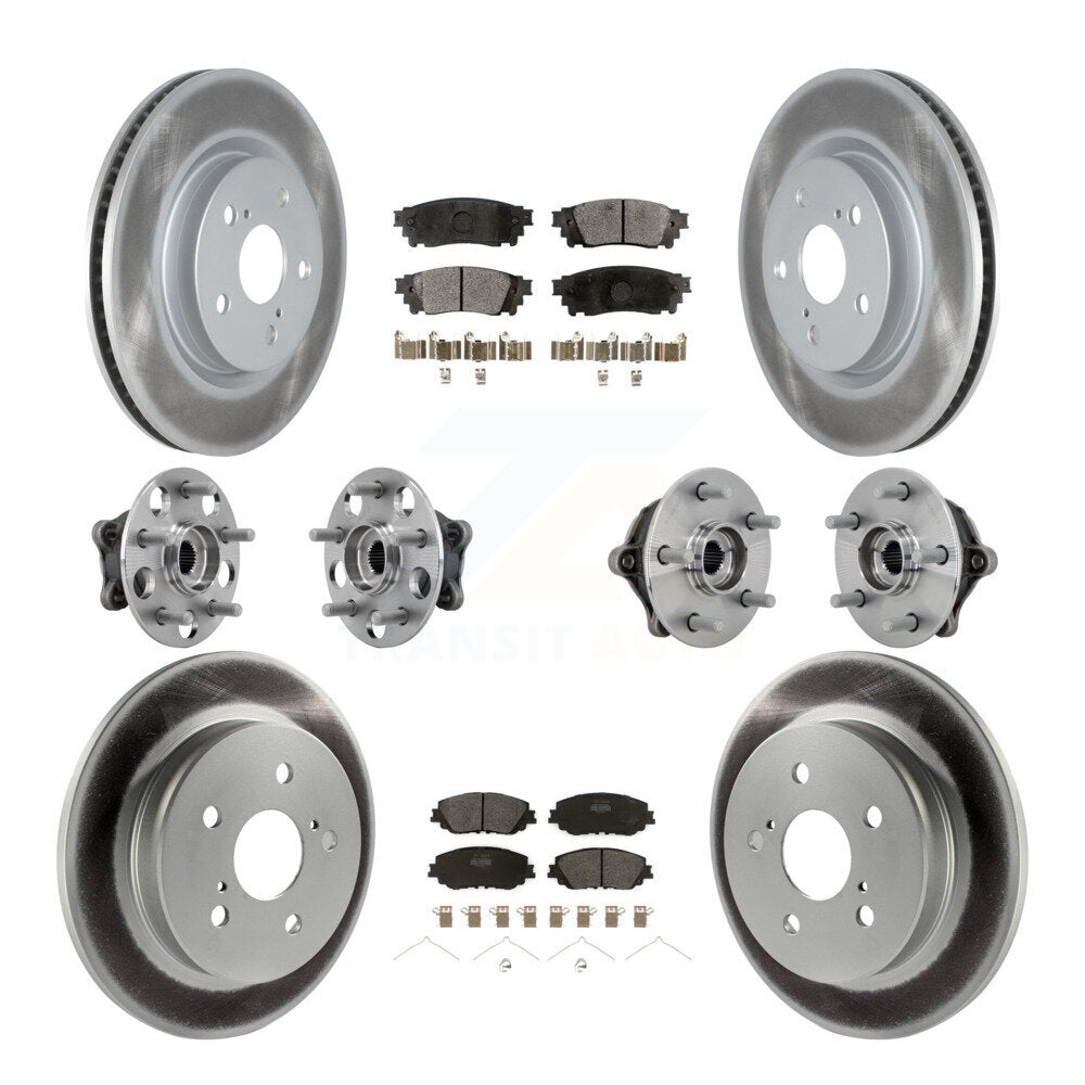 Front Rear Hub Bearing Coated Disc Brake Rotors And Pads Kit (10Pc) For Toyota RAV4 Venza KBB-133044