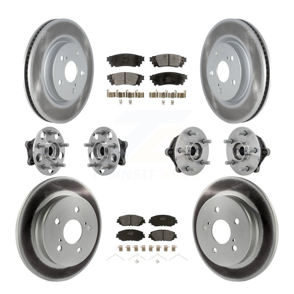 Front Rear Hub Bearing Coated Disc Brake Rotors And Pads Kit (10Pc) For Toyota RAV4 Venza KBB-133044
