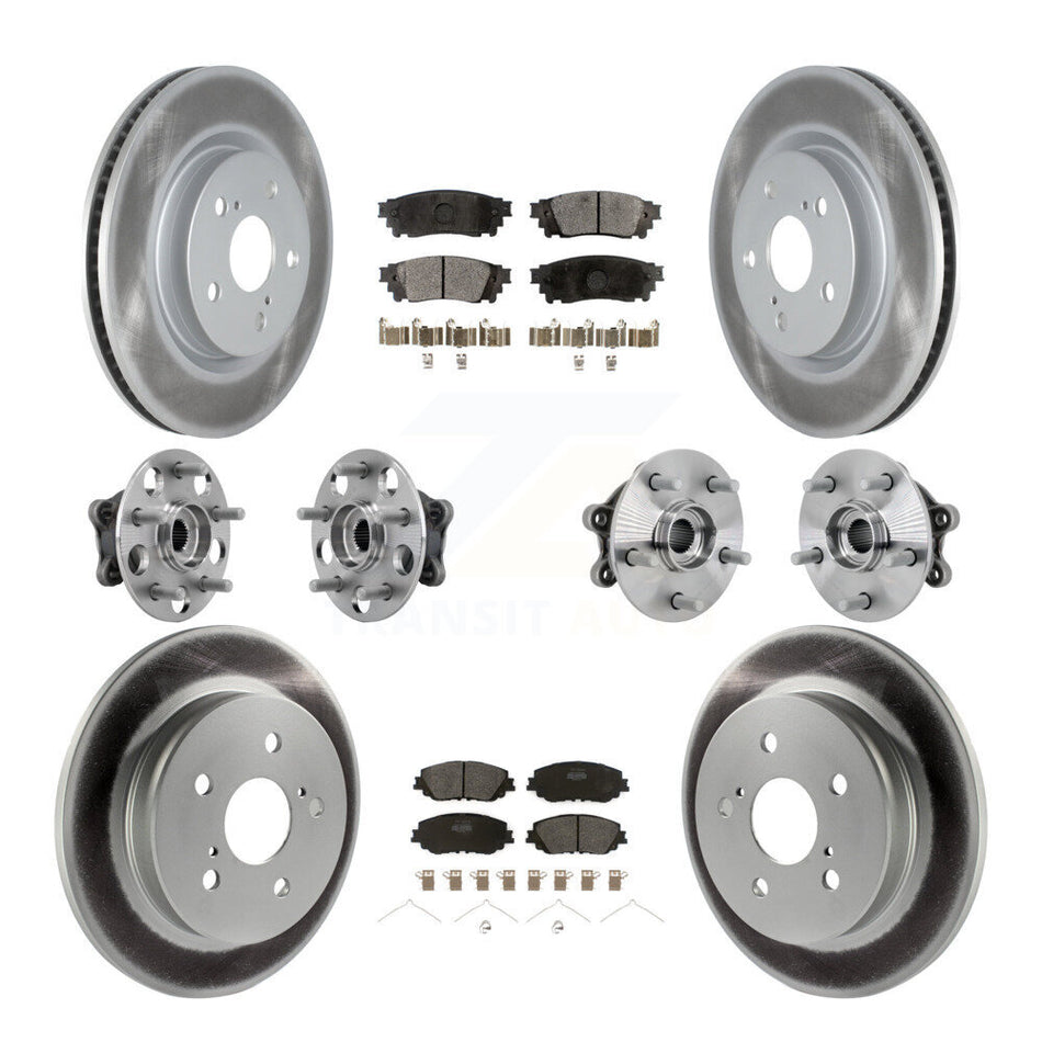 Front Rear Hub Bearings Coated Disc Brake Rotors And Pads Kit (10Pc) For Toyota RAV4 KBB-133045