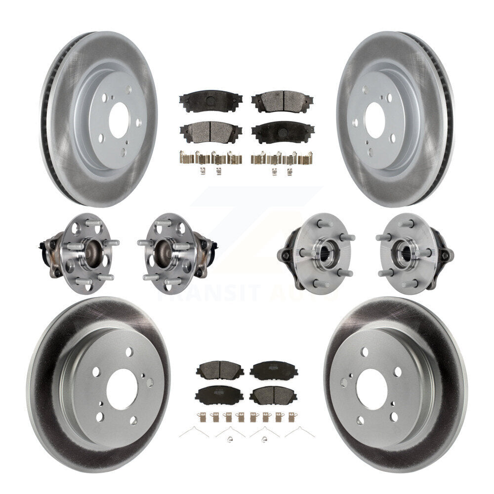 Front Rear Hub Bearings Coated Disc Brake Rotors And Pads Kit (10Pc) For Toyota RAV4 KBB-133046