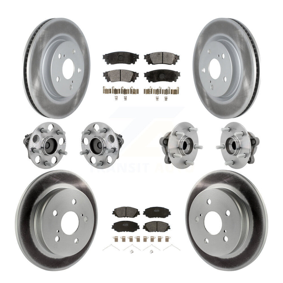 Front Rear Hub Bearings Coated Disc Brake Rotors And Pads Kit (10Pc) For Toyota C-HR KBB-133049